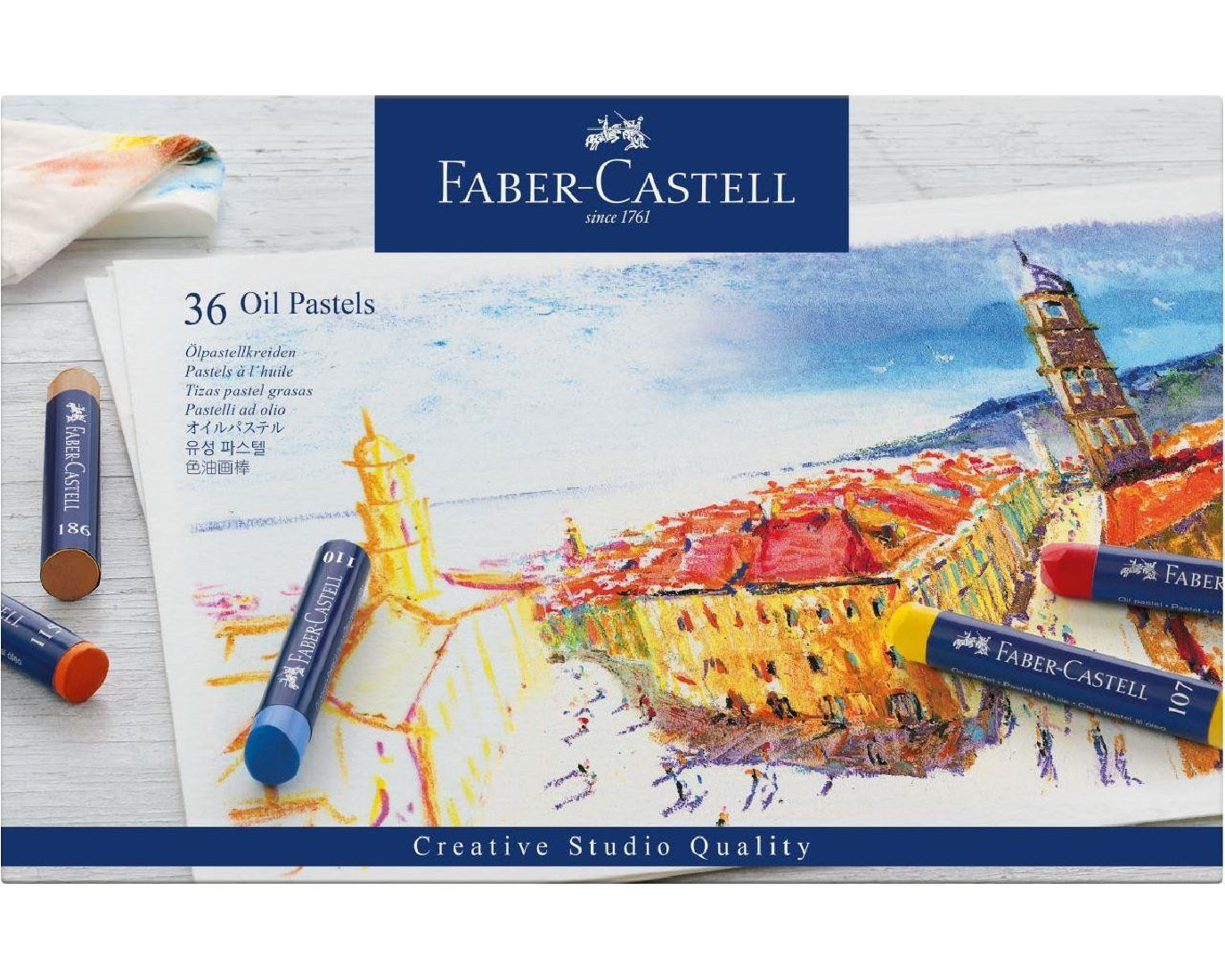 Faber Castel Oil pastels, cardboard wallet of 36 127036