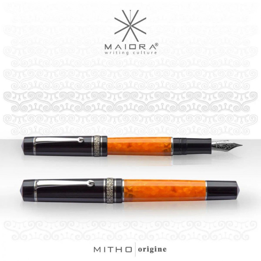 Maiora Mitho Origine Orange/Black steel nib limited edition fountain pen