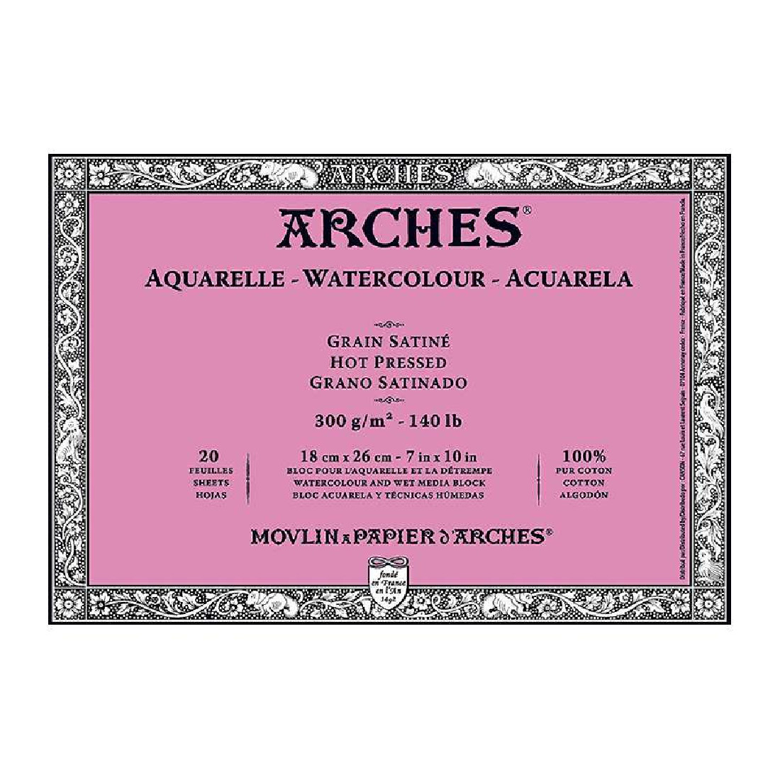 Μπλόκ Aquarelle 300gr 20 φύλλα 18Χ26 cm 1795070 Arches