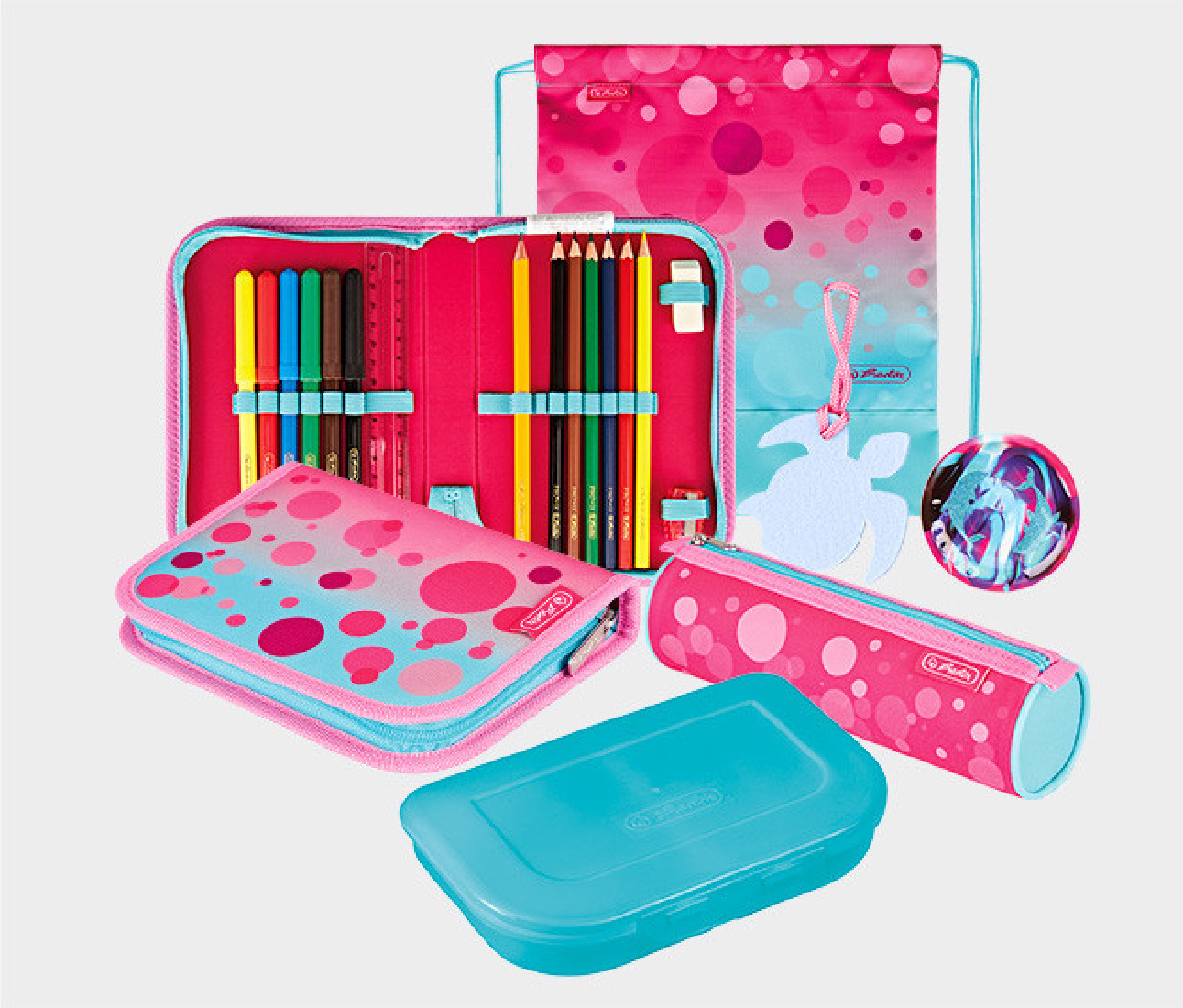 Σακίδιο πλάτης Δημοτικού SoftLight Plus Greenline Pink Bubbles 50043019 Herlitz  (2026)