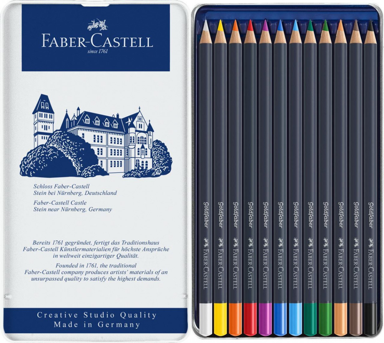 Faber Castell Goldfaber colour pencil, tin of 12, 114712