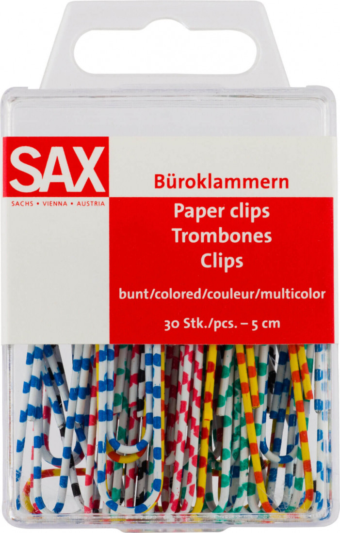 Συνδετήρες χρωματιστοί ριγέ 5cm σε blister 30 τεμάχια Sax