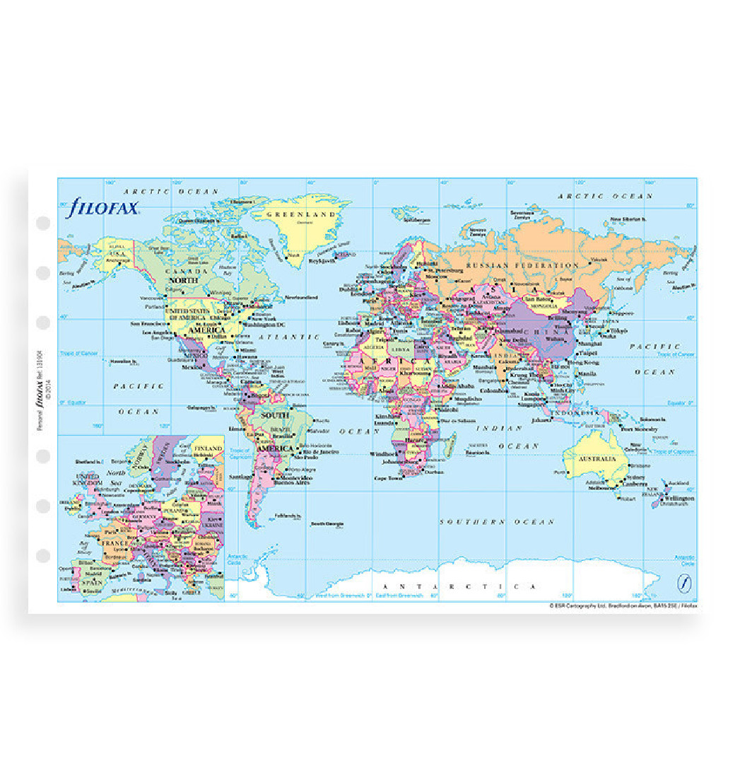 Filofax World Map Refill - Personal 131904
