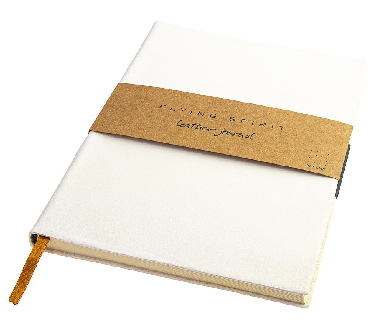 Clairefontaine Rhodia 104943C - A Flying Spirit thread sewn paperback notebook 180 ivory pages 14.8x21 cm 90 g lined, glazed lambskin leather cover, white