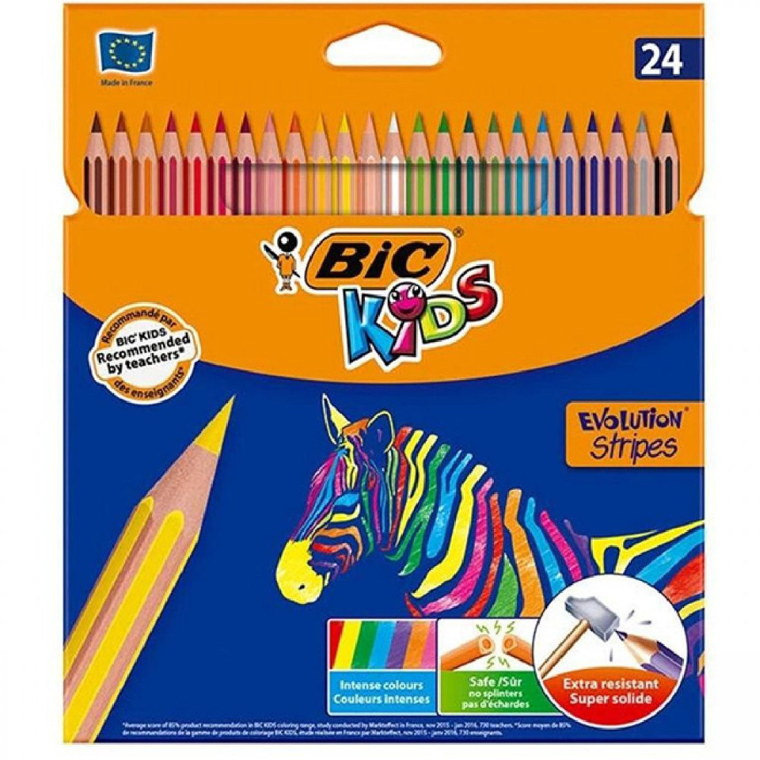 Ξυλομπογιές Ανθεκτικές 24 Χρωμάτων Evolution Stripes Bic