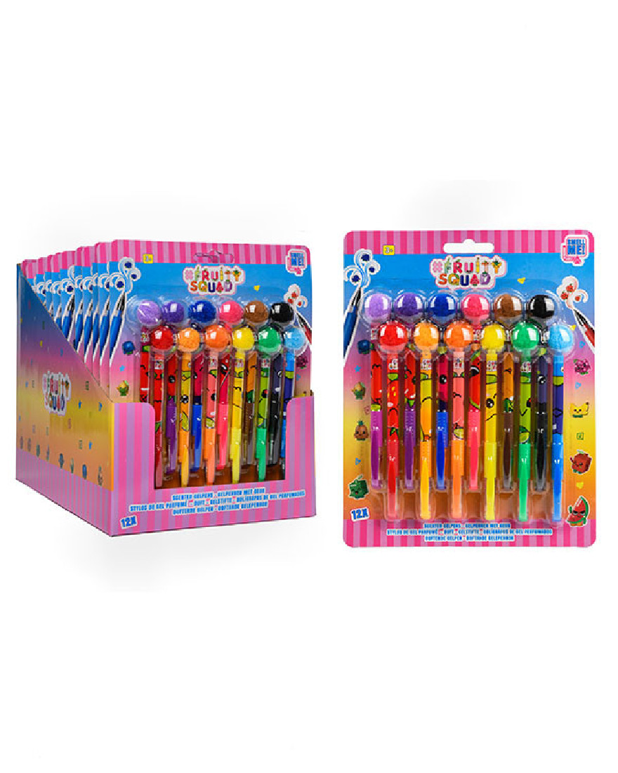 Στυλό gel αρωματικά με PomPom 12τμχ. FS60384 Fruity Squad