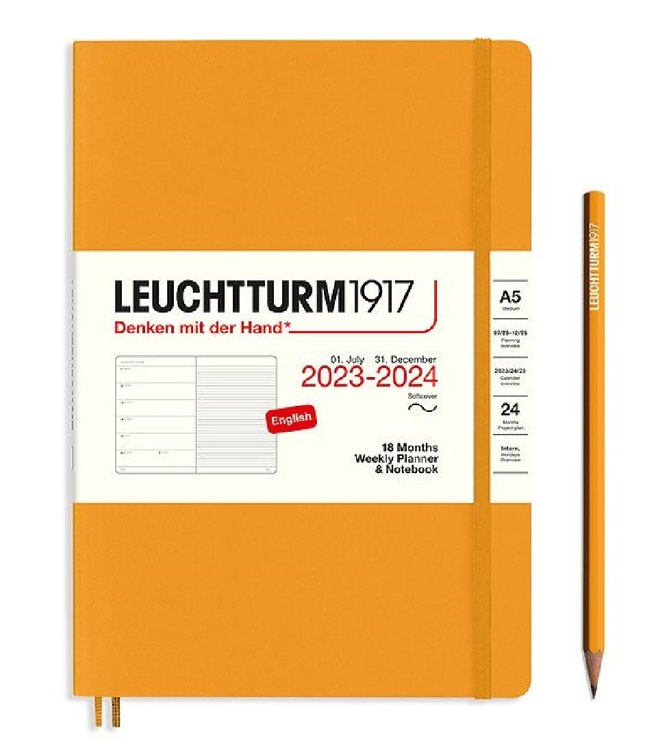 Leuchtturm 1917 Weekly Planner and Notebook 18 Months 2023 - 2024 A5 Rising Sun Soft Cover