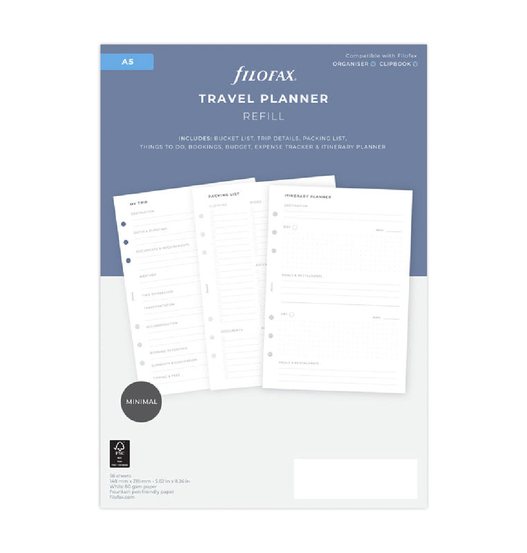 REFILL A5 TRAVEL PLANNER NOTEBOOK 152008 FILOFAX.