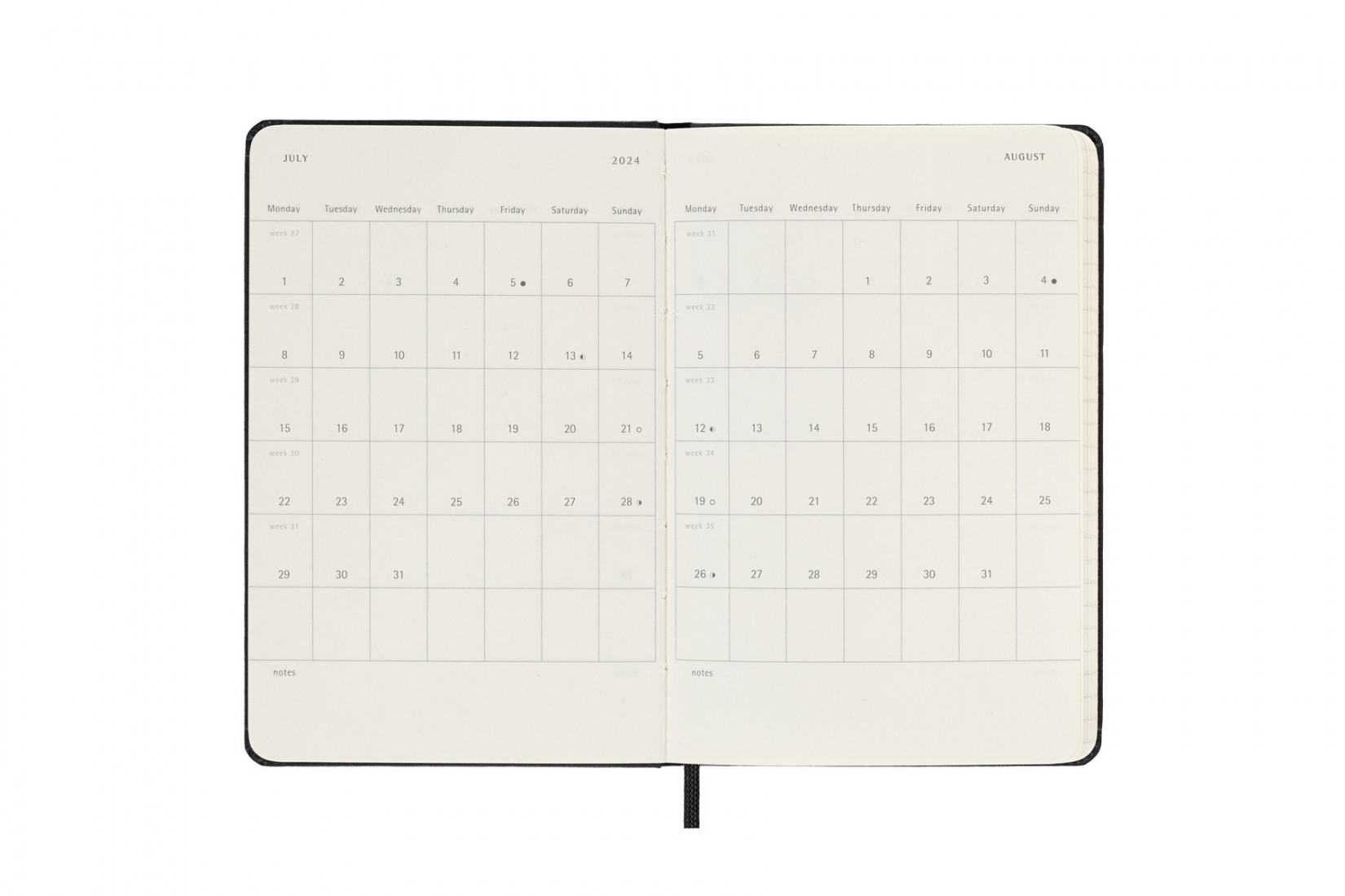 Moleskine Classic Planner 2023 - 2024 Weekly 18 Month Black Pocket 9x14 hard cover