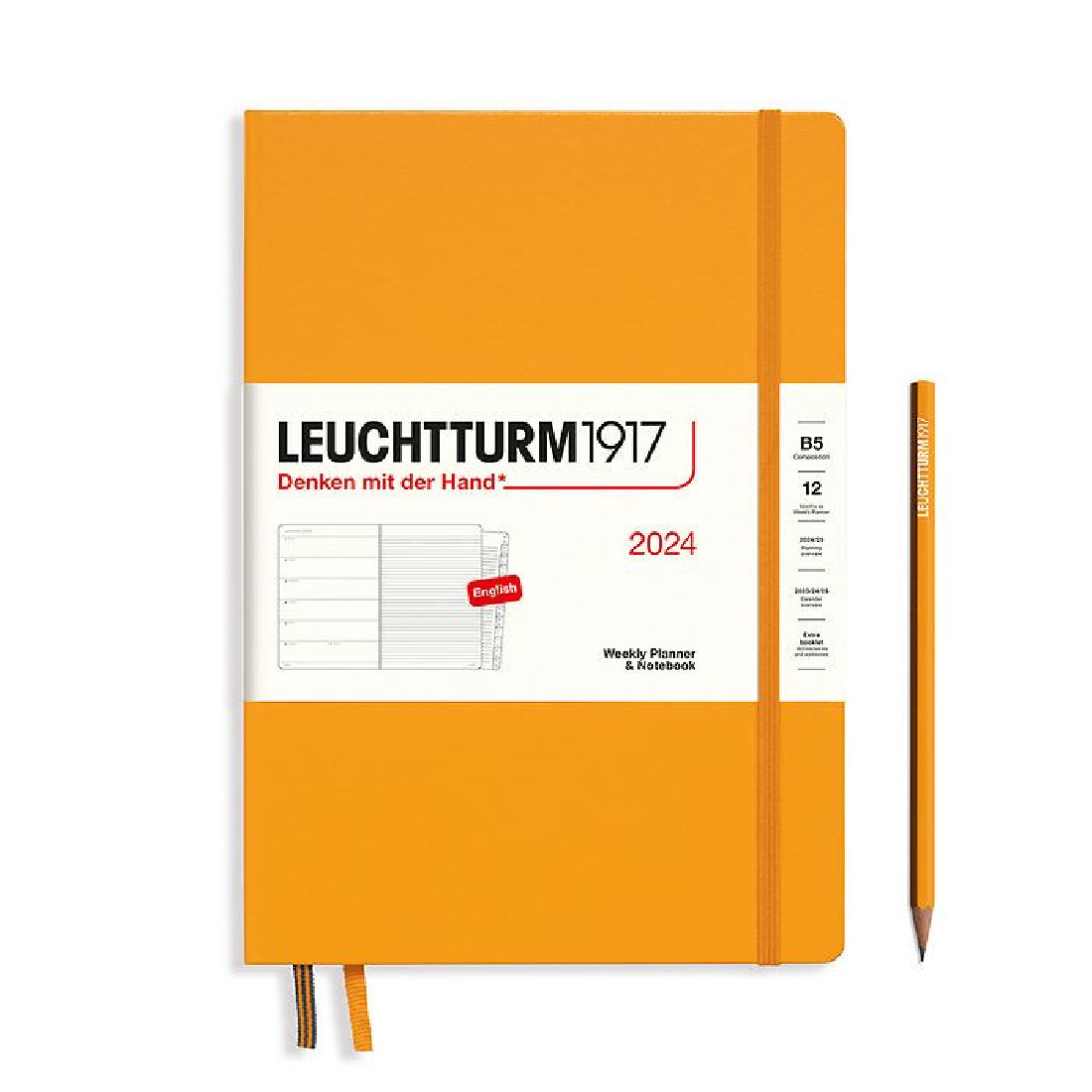 Leuchtturm 1917 Weekly Planner and Notebook 2024 Rising Sun B5 Hard Cover
