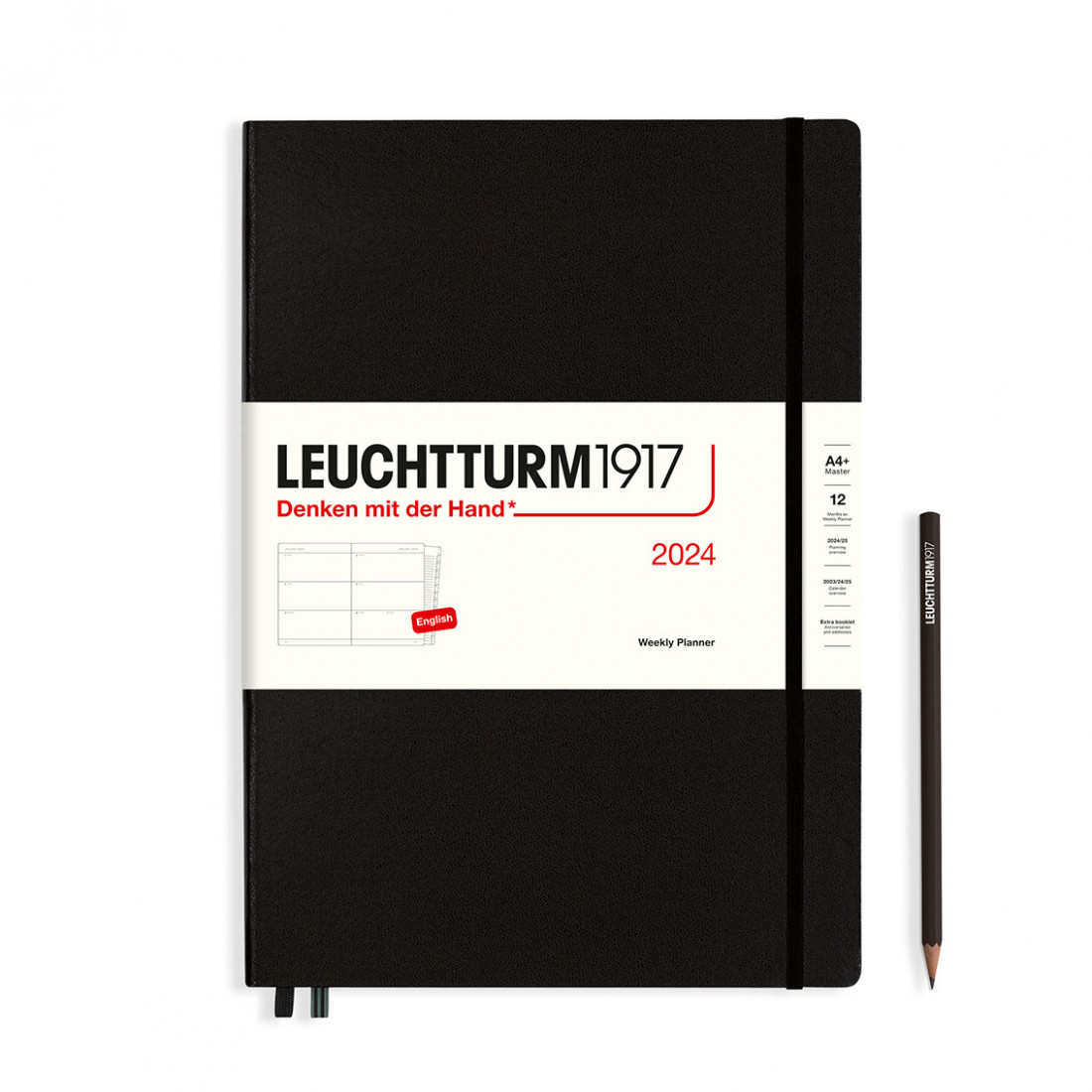 Leuchtturm 1917 Weekly Planner 2024 Black Master A4 Plus Hard Cover