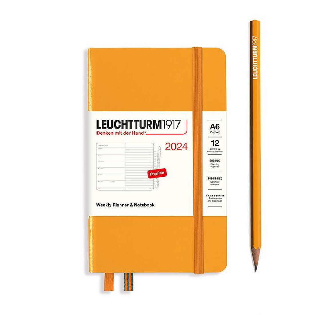 Leuchtturm 1917 Weekly Planner and Notebook 2024 Rising Sun Pocket A6 Hard Cover