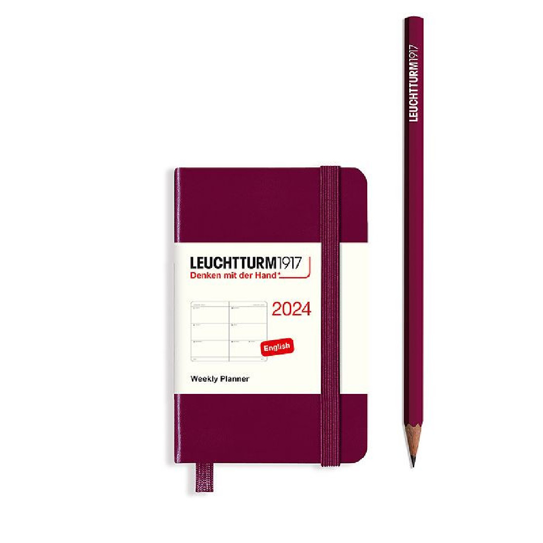 Leuchtturm 1917 Weekly Planner 2024 Port Red Mini A7 Hard Cover