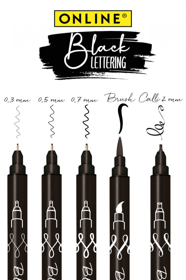 Black Lettering pens 5 pieces 19114 OnLine