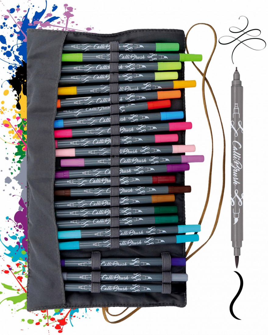 Calligraphy brush pens 24 pcs 81463 roll pouch OnLine