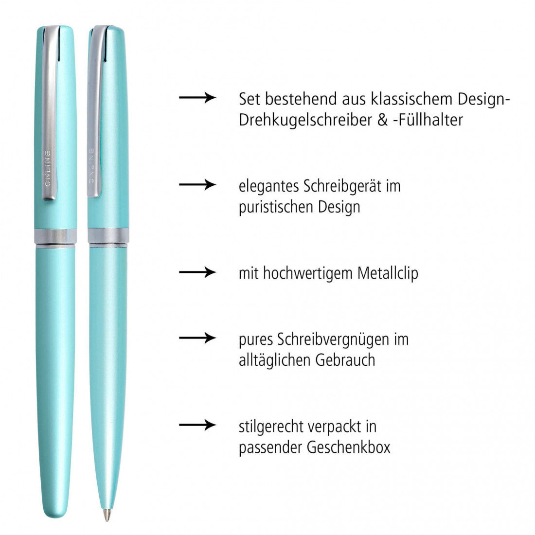 Writing Set Fountain Pen and Ballpen turquoise 34649 Online