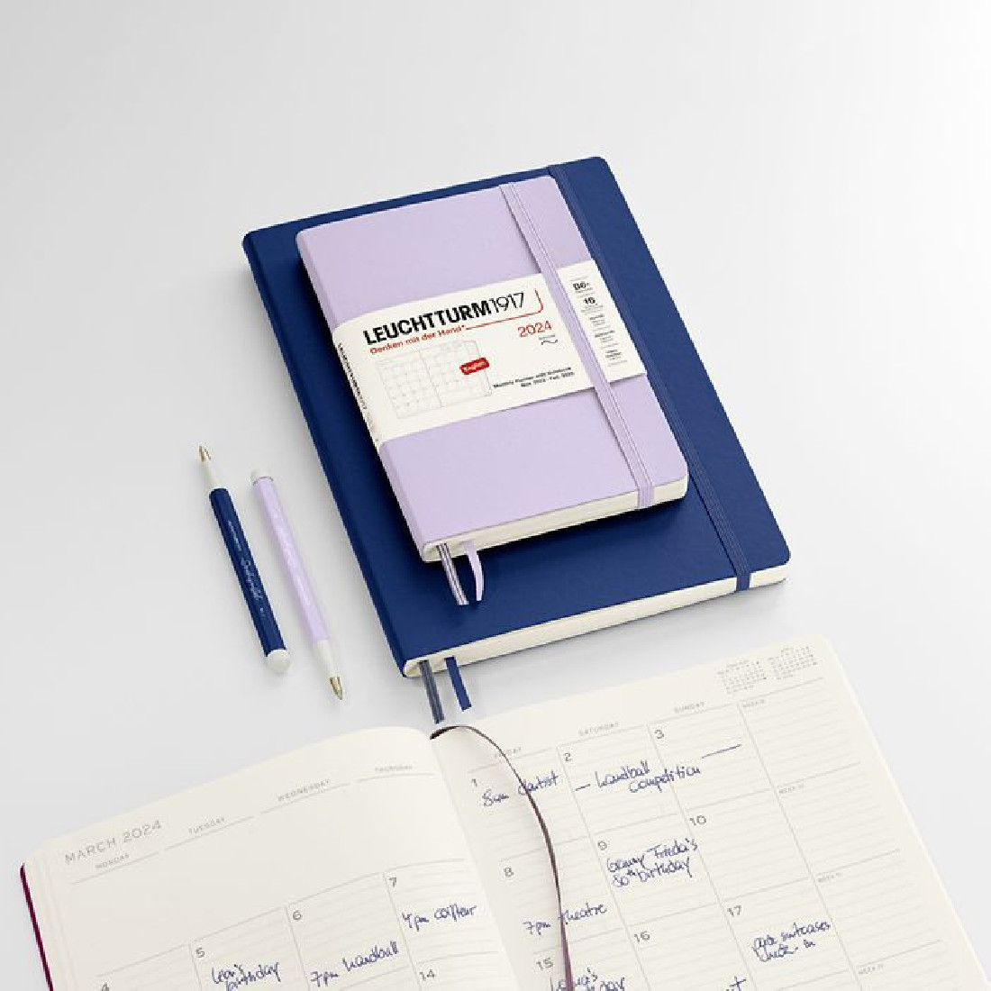 Leuchtturm 1917 Monthly Planner and Notebook 2024 Lilac Composition B5 Soft Cover