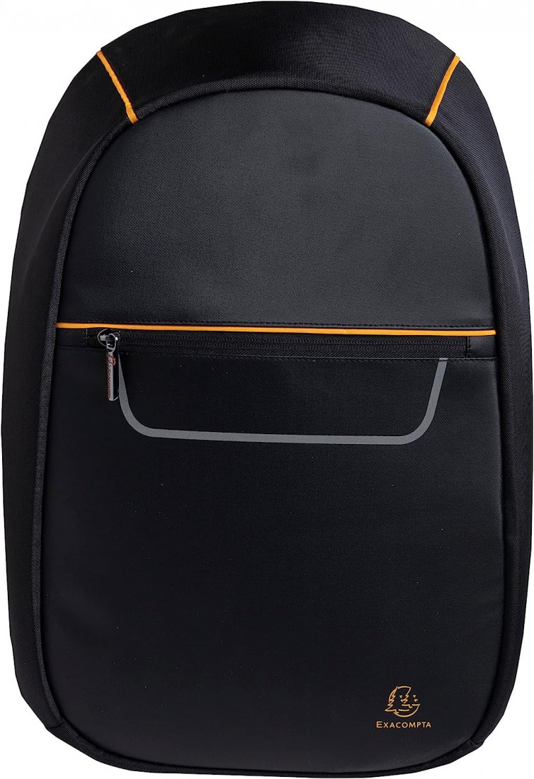 Exacompta 17634 Exactive Backpack 34 x 46 x 16cm, for 15.6 Laptop or Tablet, Hardwearing Polyester - Black & Orange