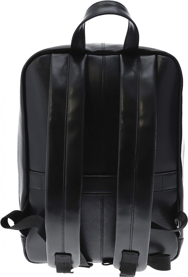 Exacompta  Exactive  Leather Laptop Backpack 30 x 40 x 14cm, for 15.6 Laptop or Tablet, Black & Orange 17637