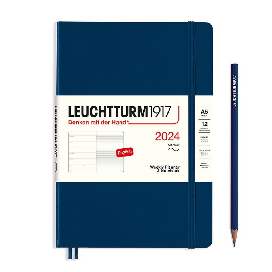 Leuchtturm 1917 Weekly Planner and Notebook 2024 Navy Medium A5 Soft Cover