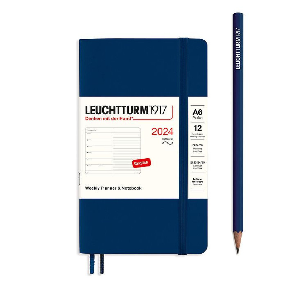 Leuchtturm 1917 Weekly Planner and Notebook 2024 Navy Pocket A6 Soft Cover
