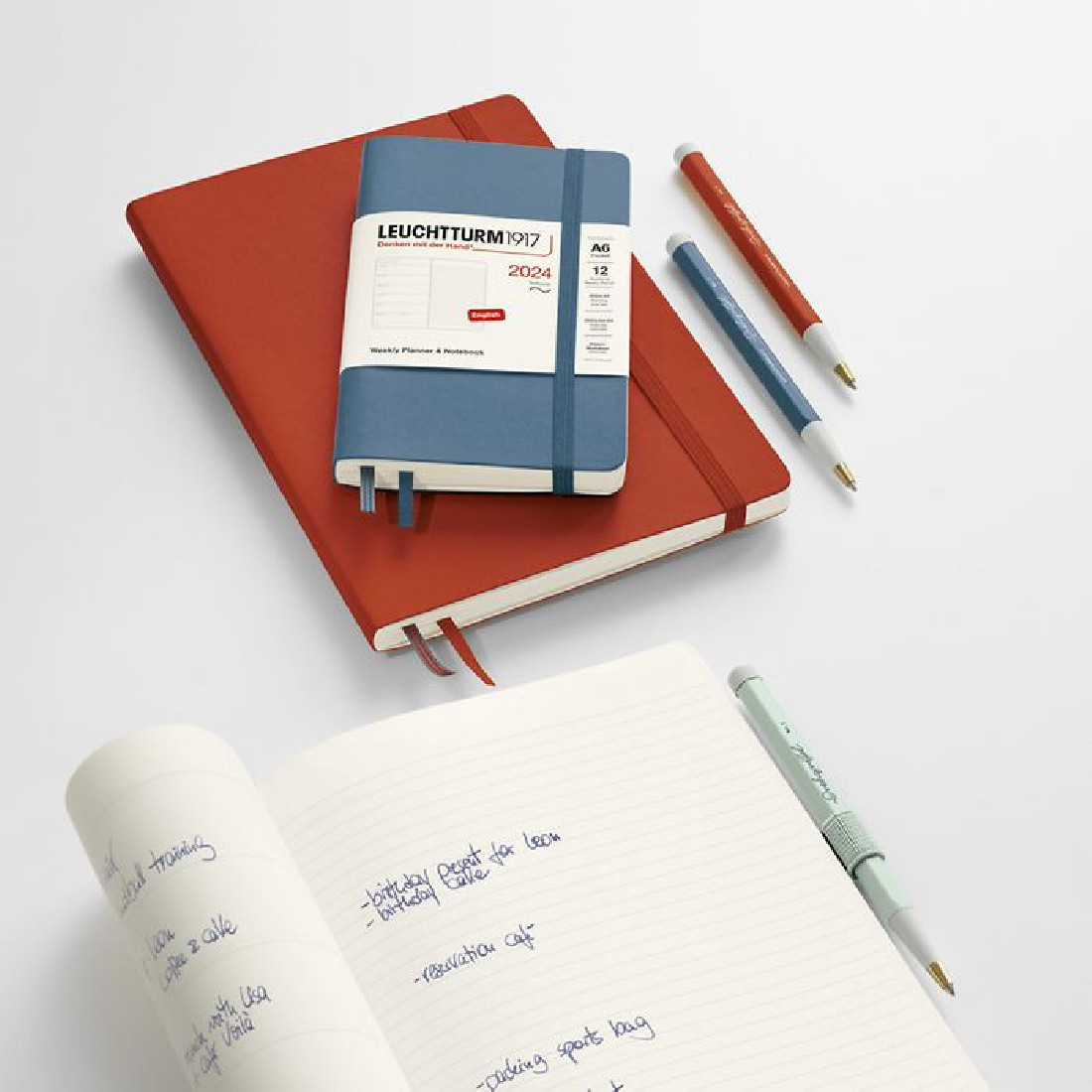 Leuchtturm 1917 Weekly Planner and Notebook 2024 Stone Blue Pocket A6 Soft Cover