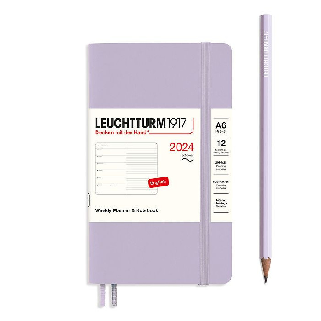 Leuchtturm 1917 Weekly Planner and Notebook 2024 Lilac Pocket A6 Soft Cover