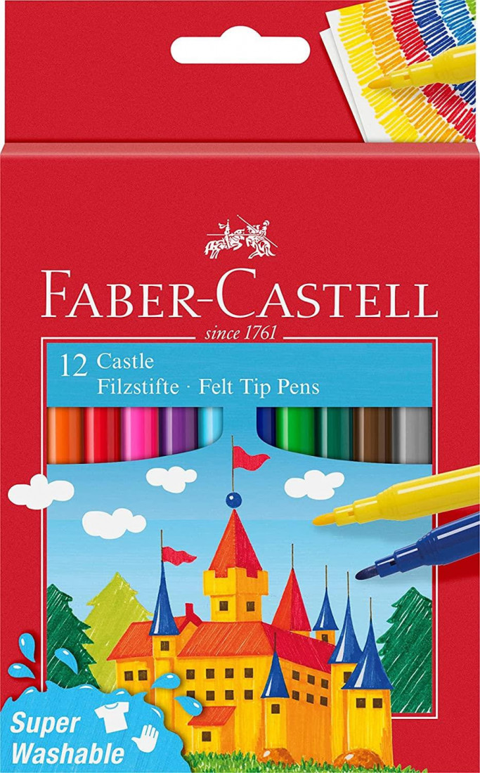 Faber Castell Castle  554201 Felt Tip Pen 12 (μαρκαδόροι) Cardboard Case