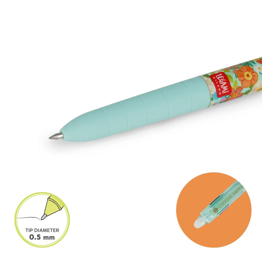 3-Colour Erasable Gel Pen Flowers Legami