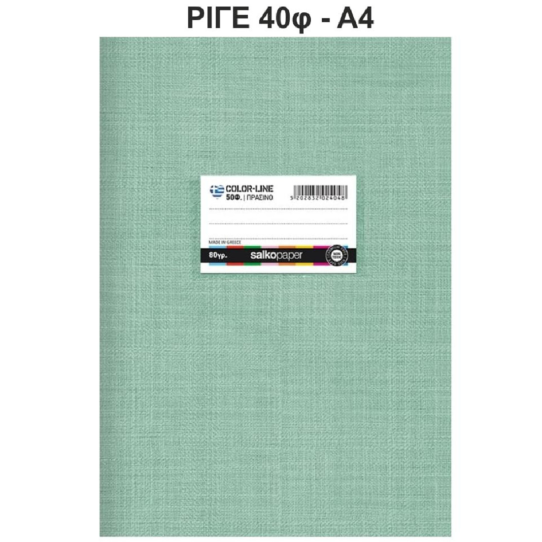 Τετράδιο ΚαρφίτσαΑ4 40φ  Πράσινο Color-line  Salko