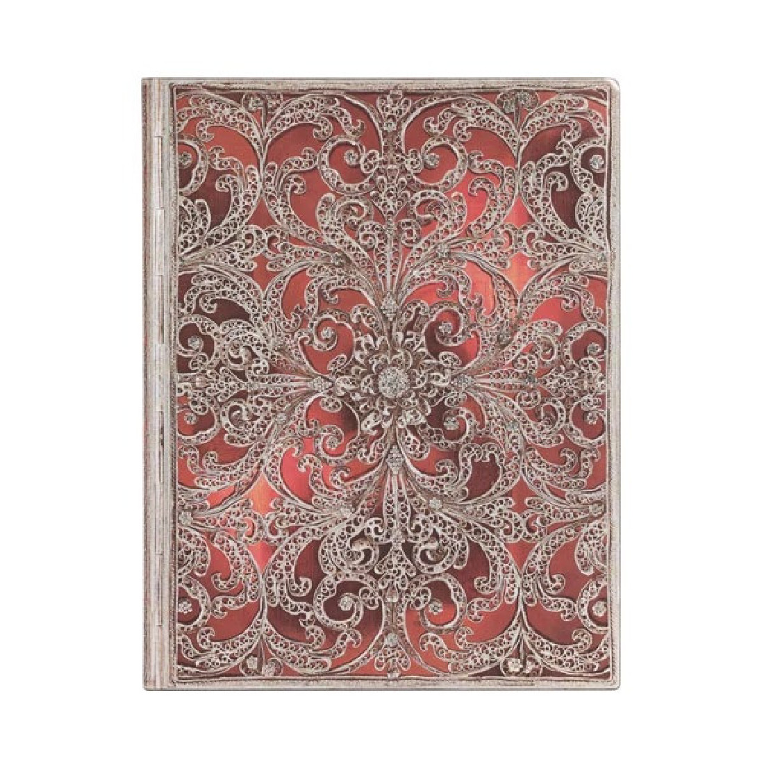 Paperblanks softcover notebook Ultra 18x23, Silver Filigree, Garnet, Lined, 176 pages, 100g.