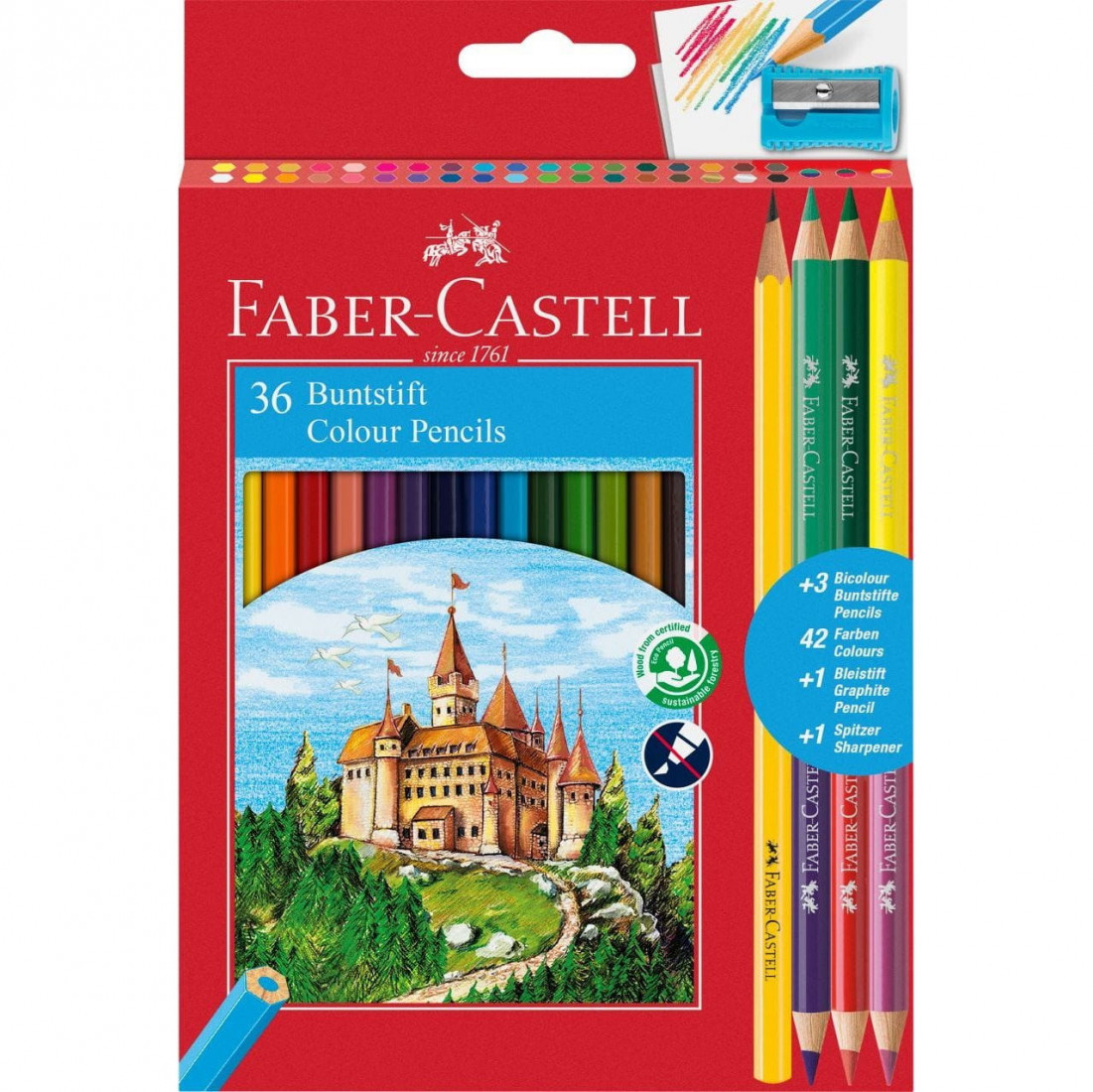 Faber Castell classic colour pencils, 41 pieces with sharpener, 110336