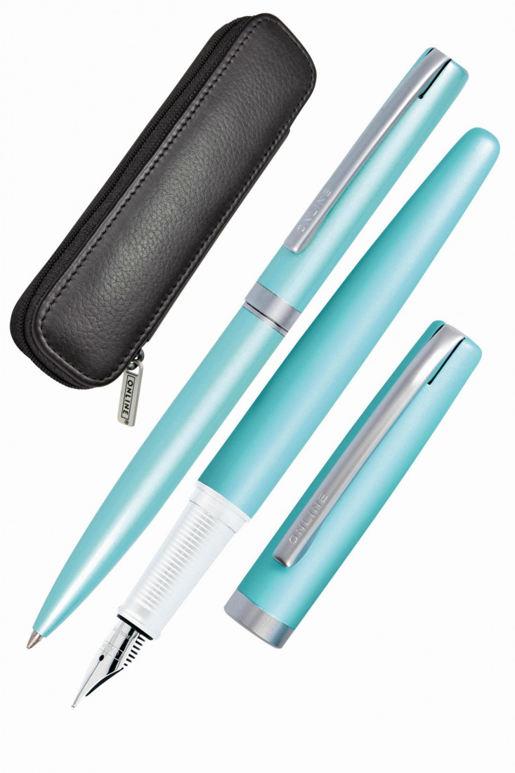 Online Eleganza Fountain Pen and Ballpen Gift Set 34646 turquoise