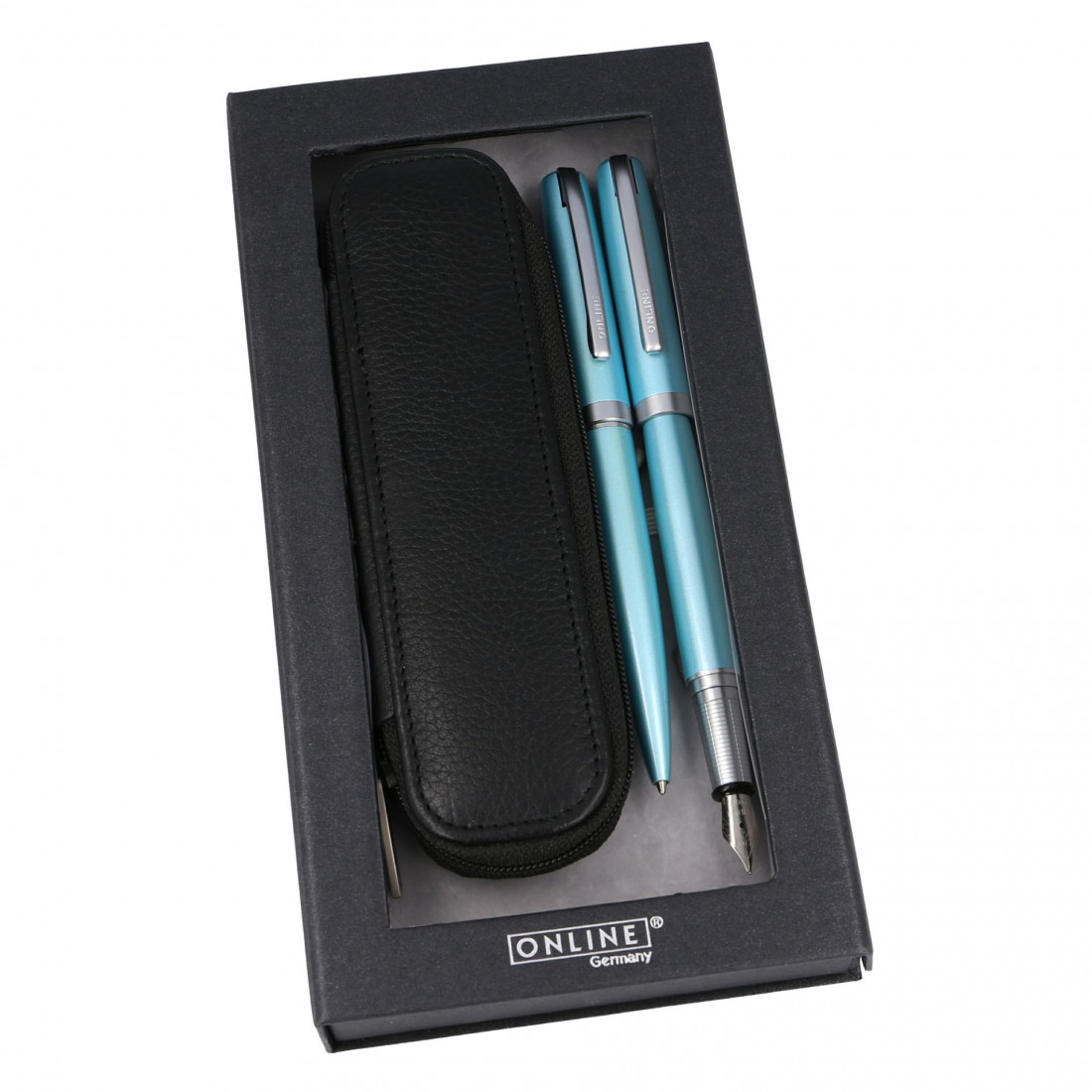 Online Eleganza Fountain Pen and Ballpen Gift Set 34646 turquoise