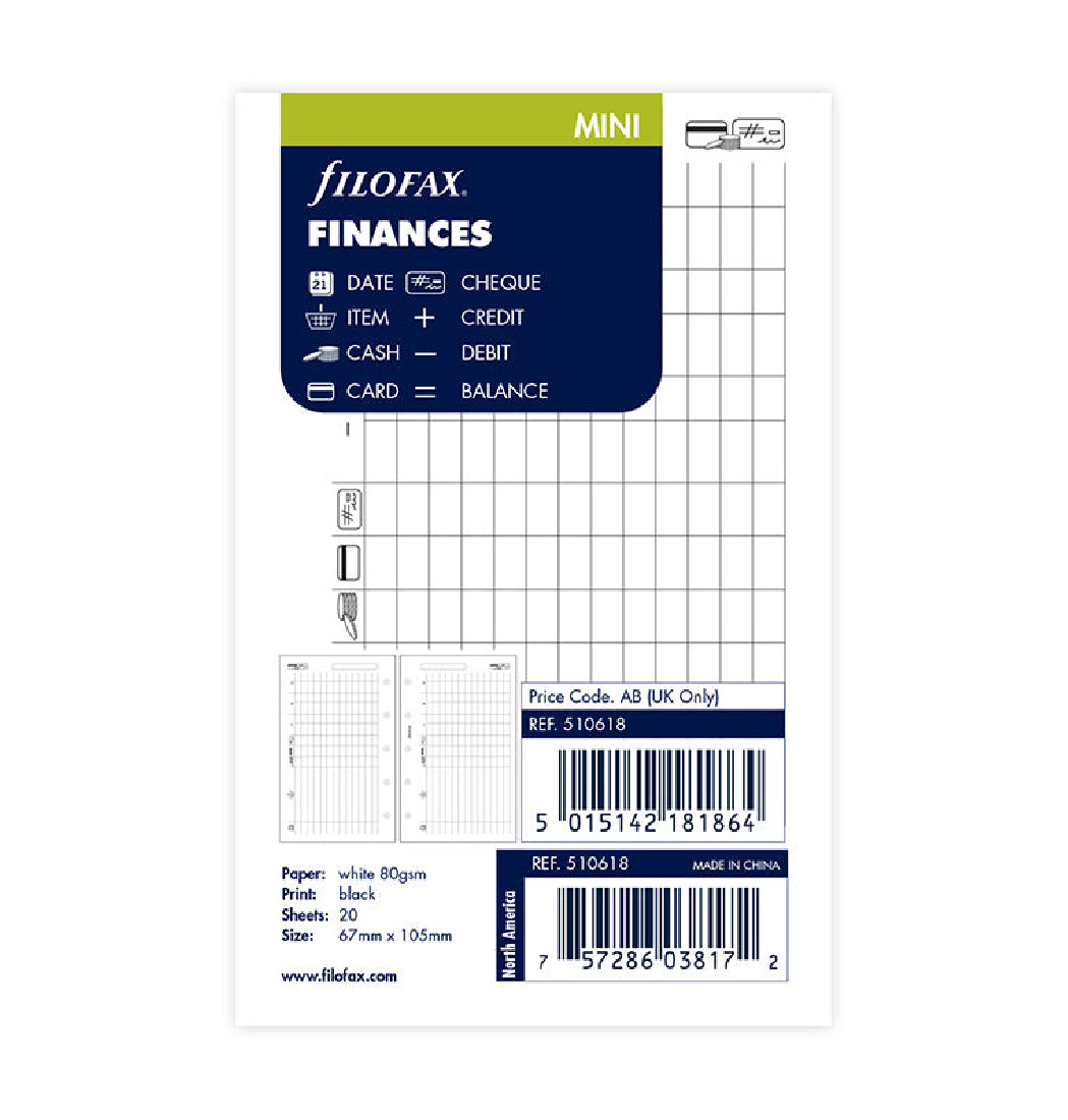 Finances Refill - Mini 510618 Filofax