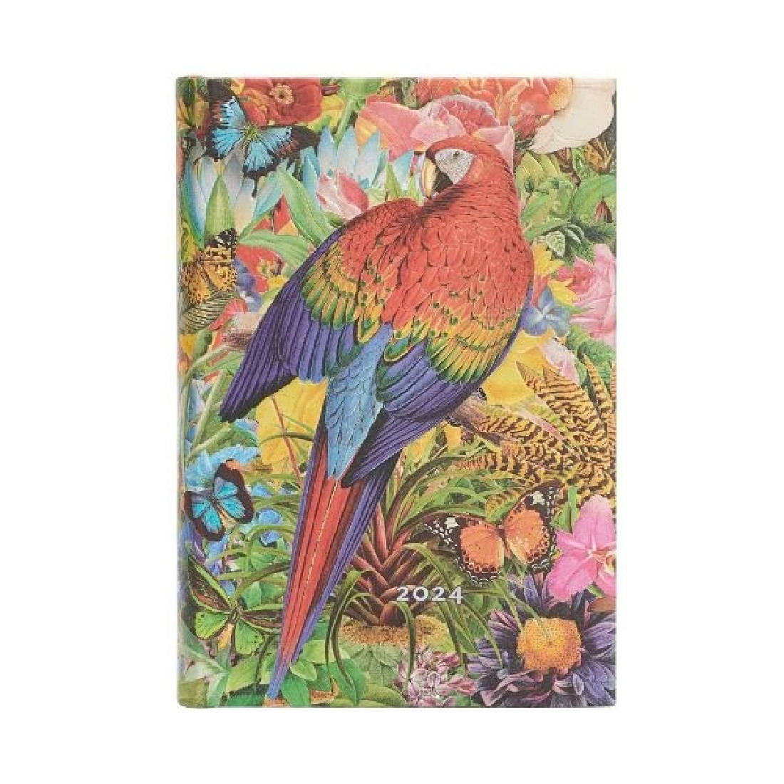 Paperblanks 12 month planner hard cover with elastic closure 2024 Tropical Garden, Nature Montages,  mini 9,5x14 daily