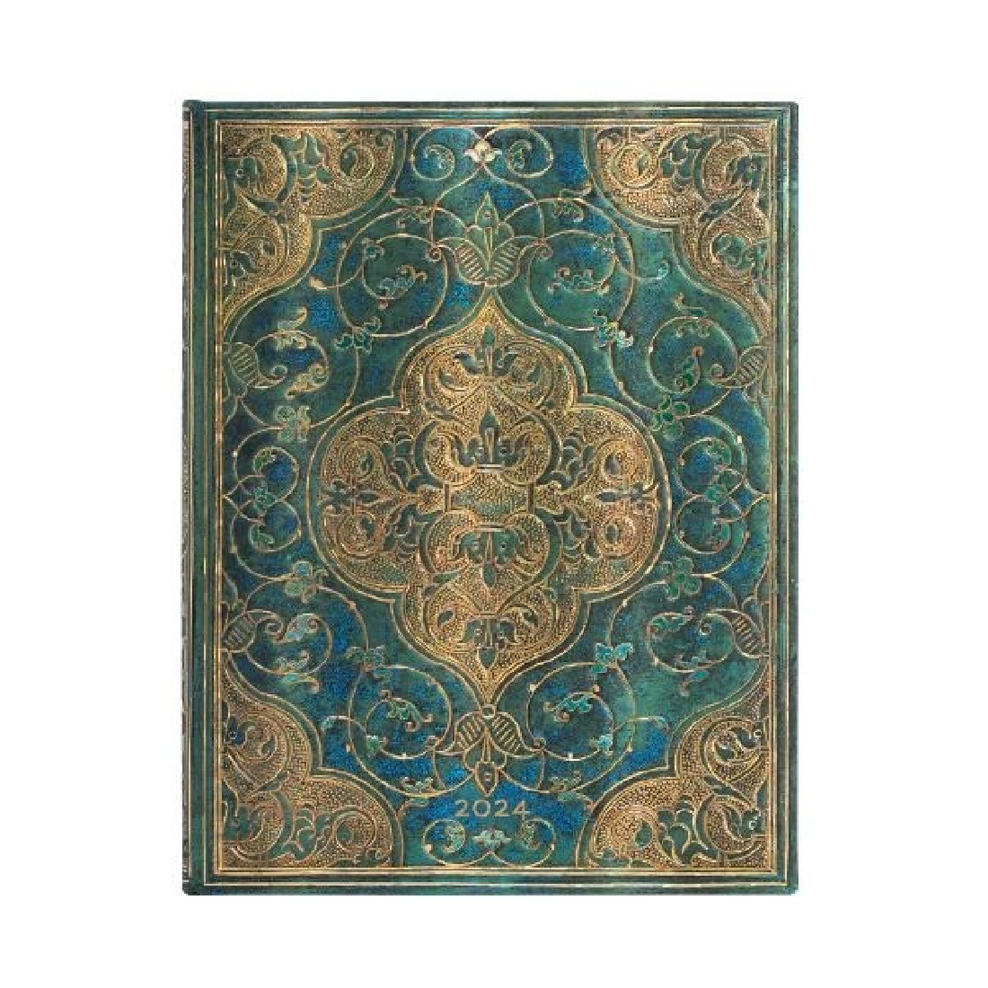 Paperblanks 12 month planner hard cover with elastic closure 2024 Turquoise Chronicles,  ultra 23x18 weekly vertical