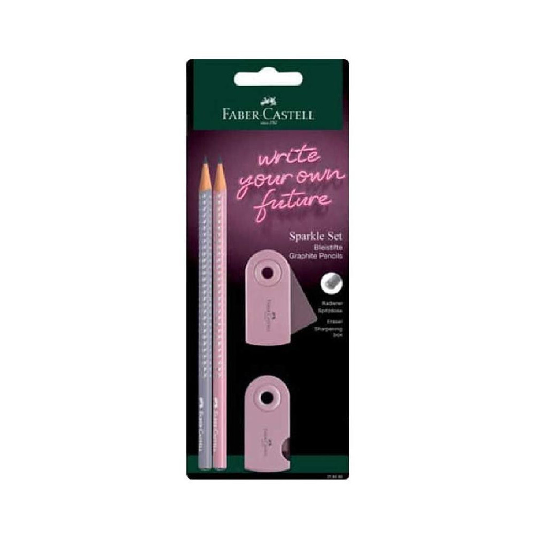 Βlister Set Sparkle 2 Μολύβια+Γόμα+Ξύστρα Ροζ-Γκρί 218480 Faber Castell