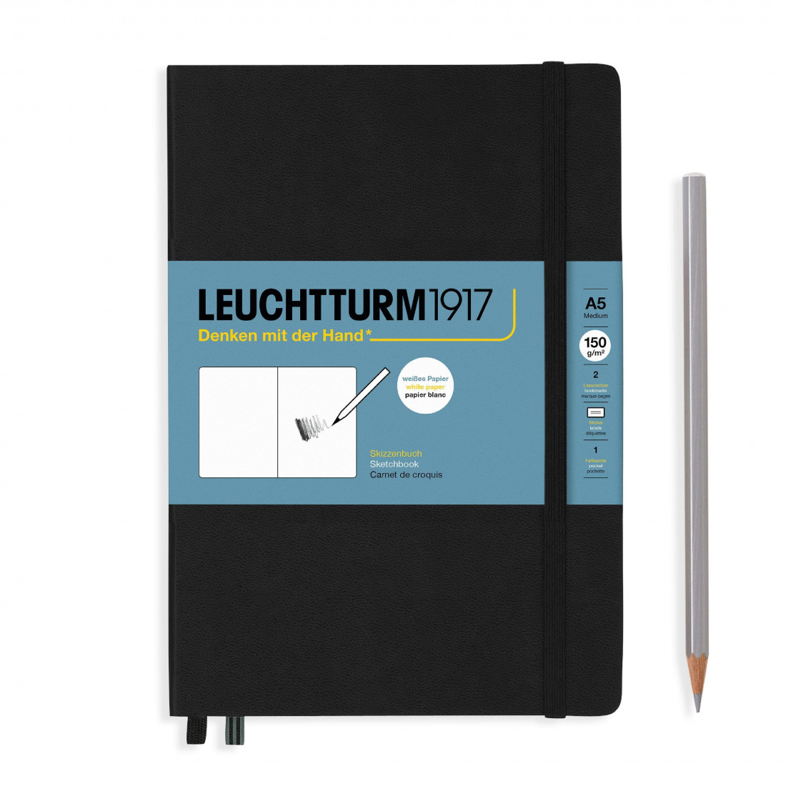 Leuchtturm 1917 Sketchbook Black, Medium (A5) 150 gram