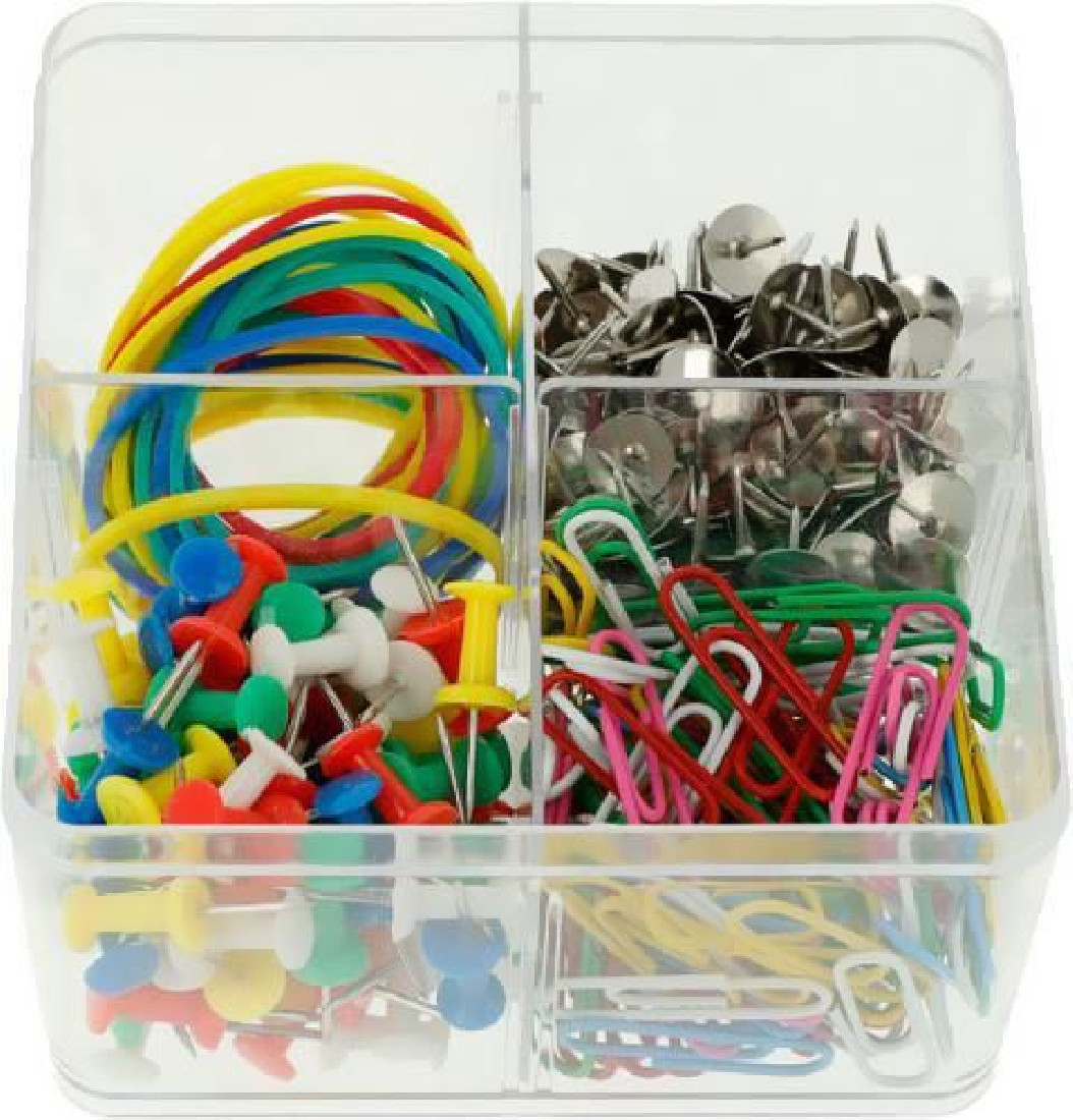 Κουτί Πλαστικό με Πινέζες+Λάστιχα+Συνδετήρες 390τμχ e-10580 Westcott