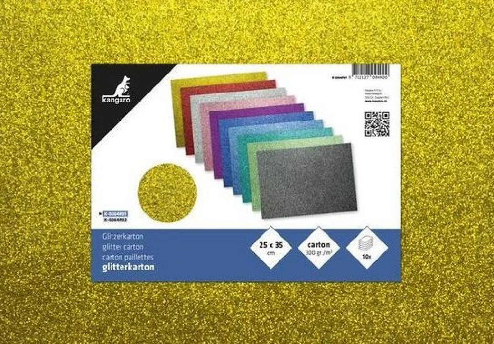 Χαρτόνι Glitter 25x35 Πακέτο 10 Φύλλα Κ-0064P01 Kangaroo