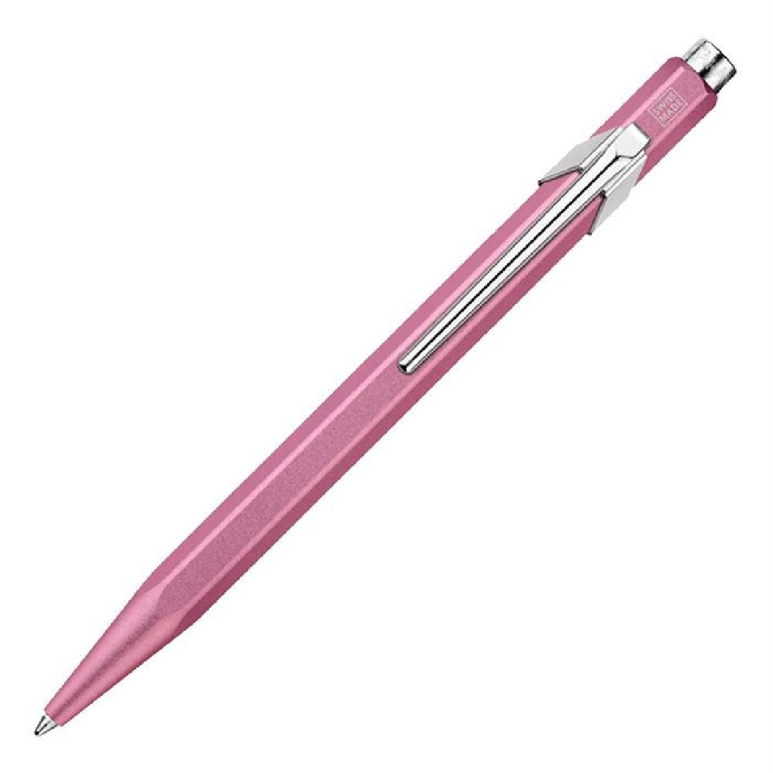 Caran Dache 849 metallic pink ballpoint pen, with slim metal box