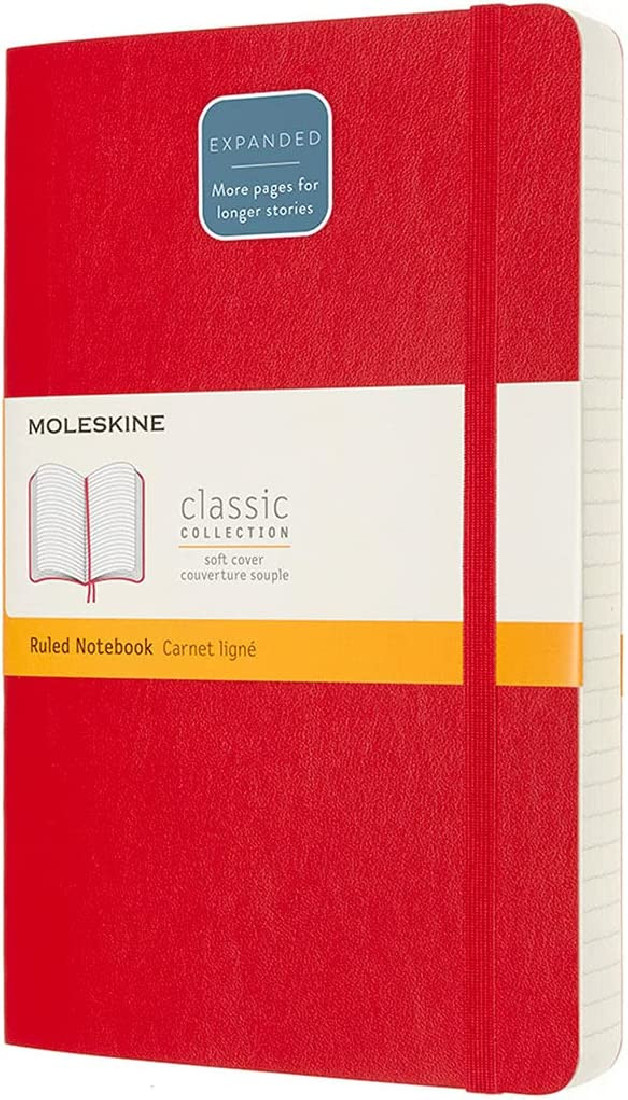 Notebook Large 13x21 Ruled Expanded Version Red Soft Cover Moleskine