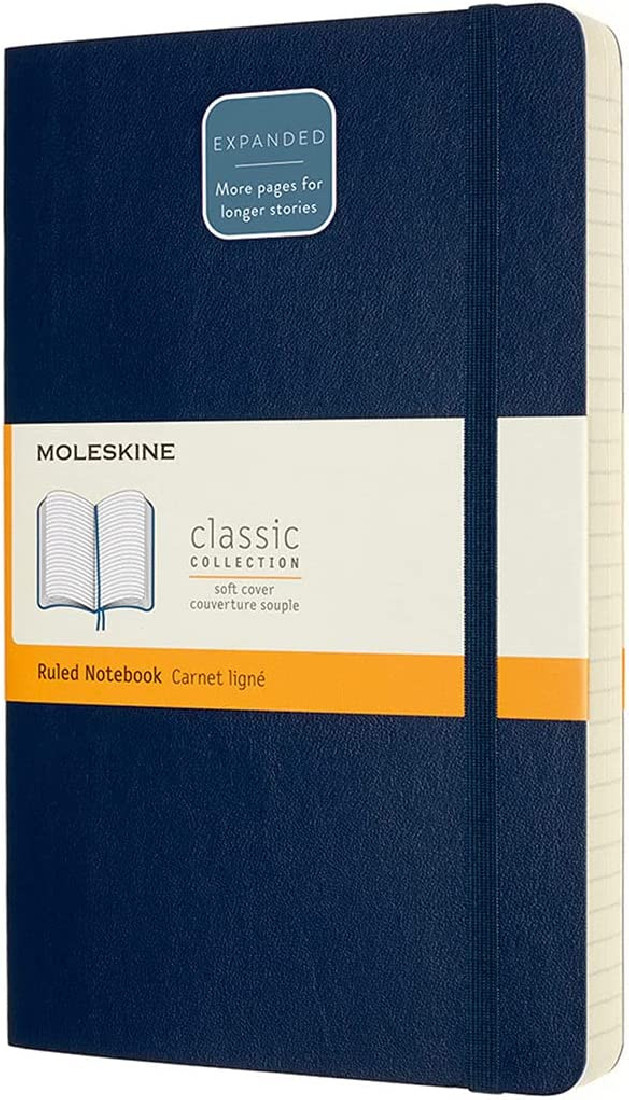 Moleskine Notebook Ruled Expanded Version Large 13x21  Sapphire Blue Soft Cover