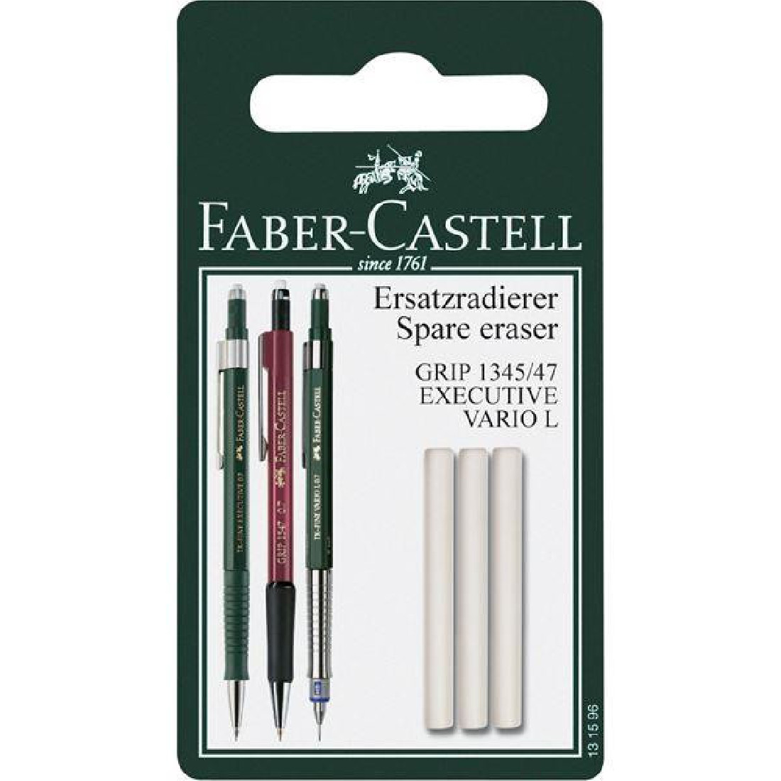 Faber Castell Grip 1345/47 spare erasers for mechanical pencil, set of 3, 131596