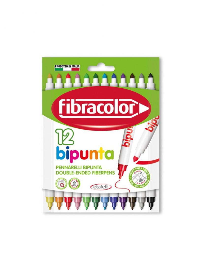 Μαρκαδόροι Διπλοί 12 χρώματα Bipunta Fibracolor
