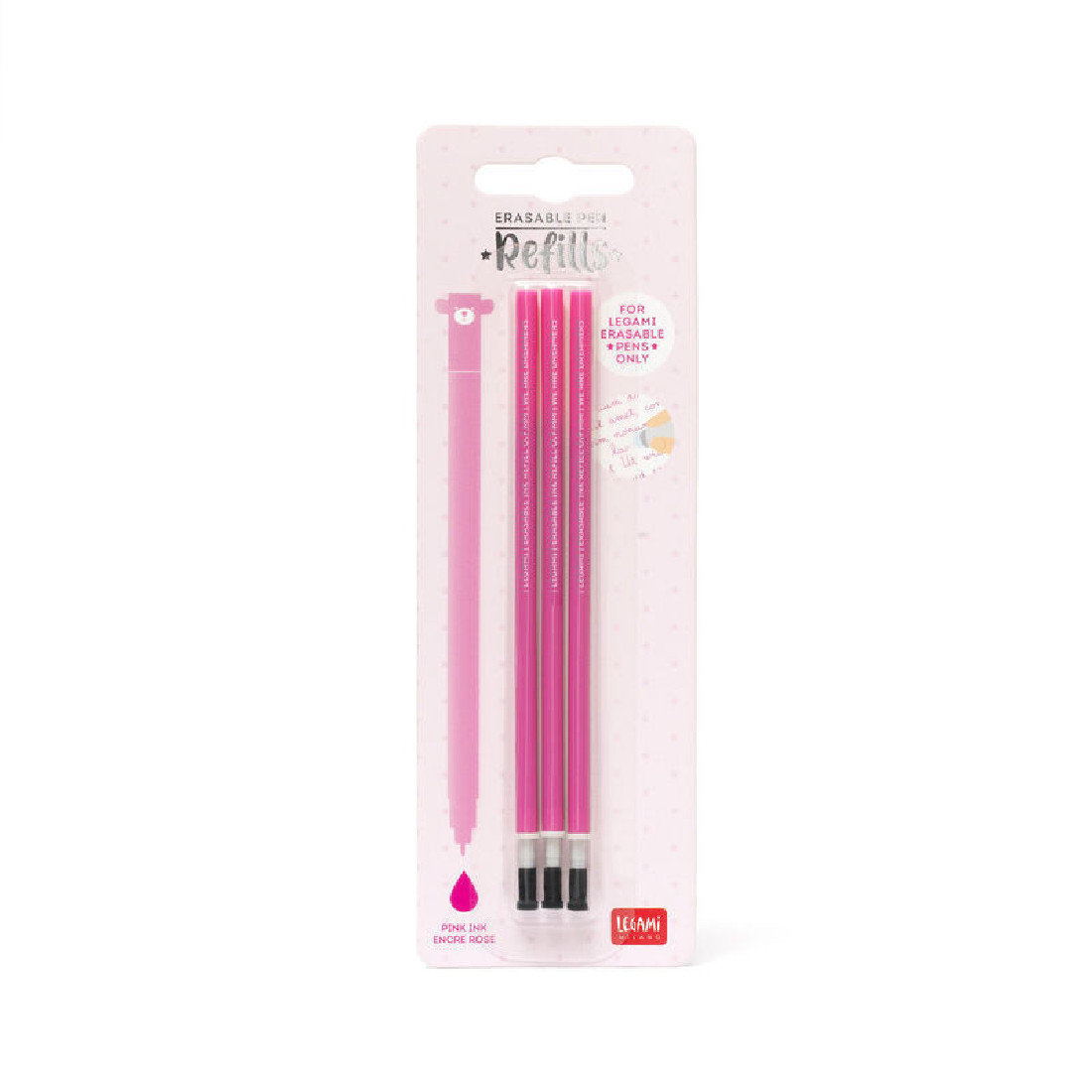 Set of 3 Refills for Erasable Gel Pens - Pink Ink - Erasable Pen LEGAMI