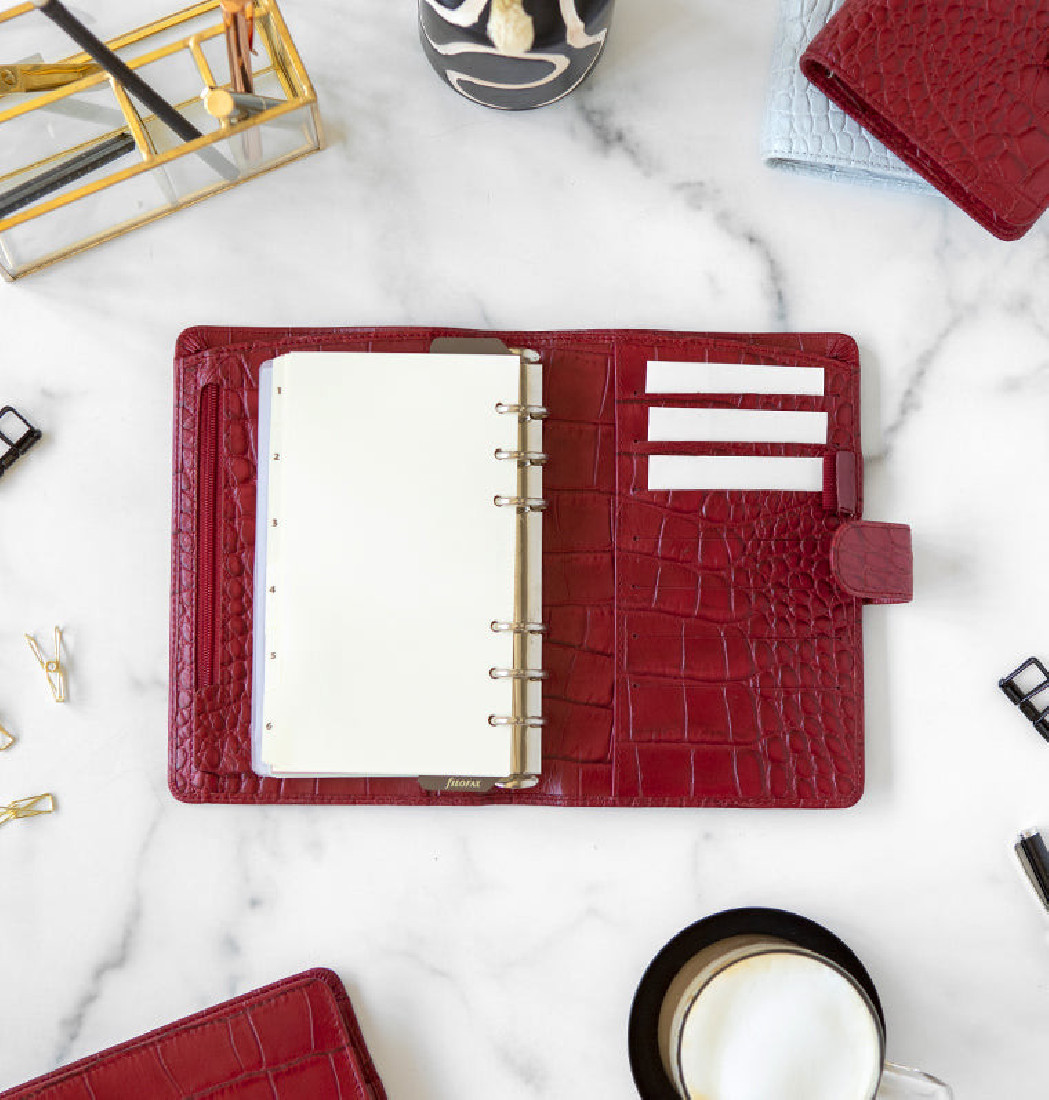 Filofax Organizer Leather Personal Crocodile Cherry 022702