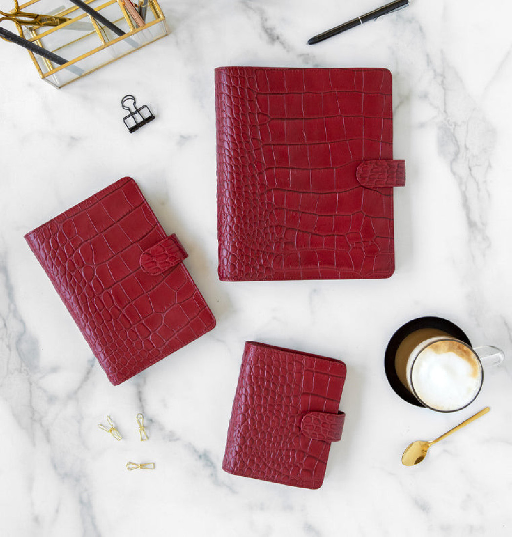 Filofax Organizer Leather Personal Crocodile Cherry 022702