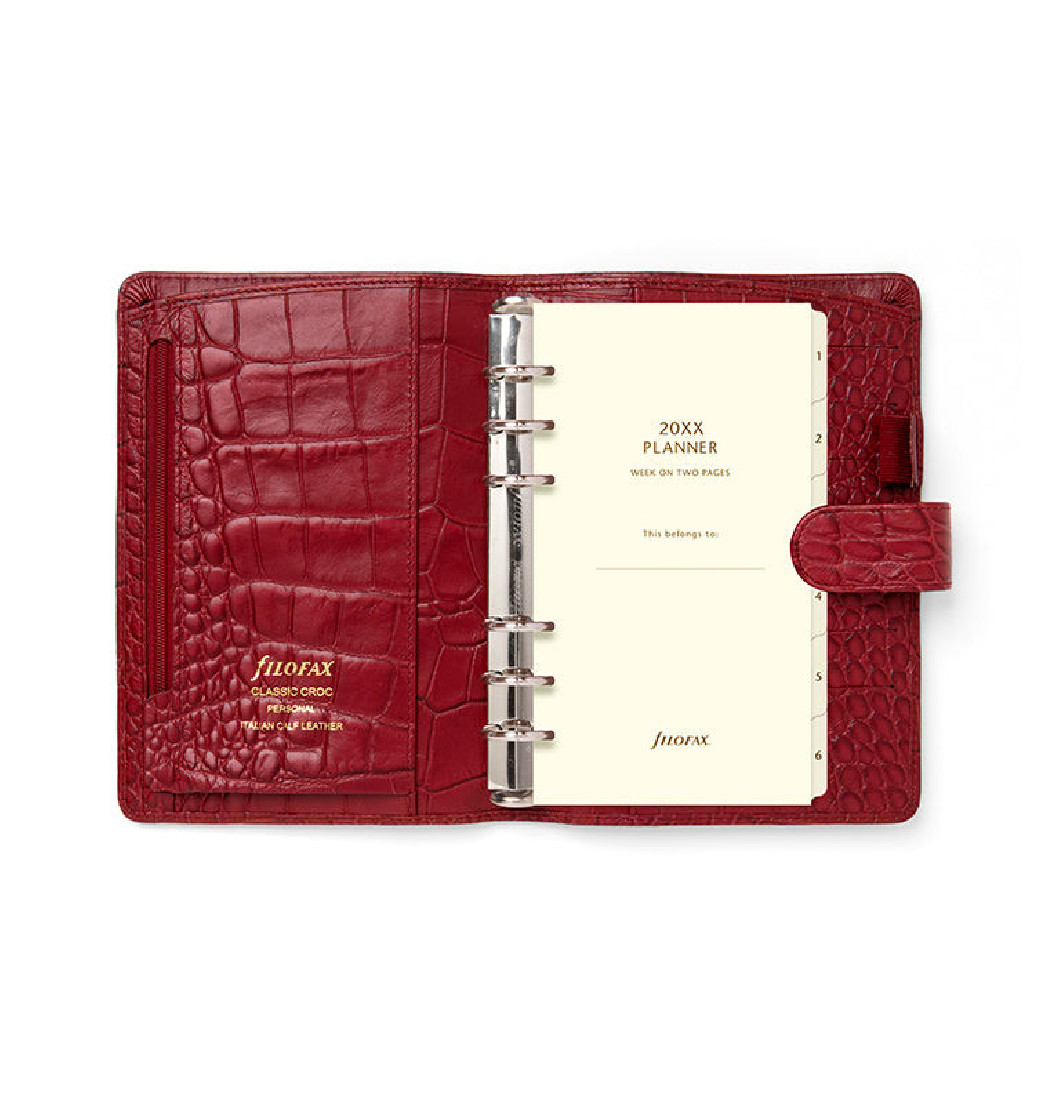 Filofax Organizer Leather Personal Crocodile Cherry 022702